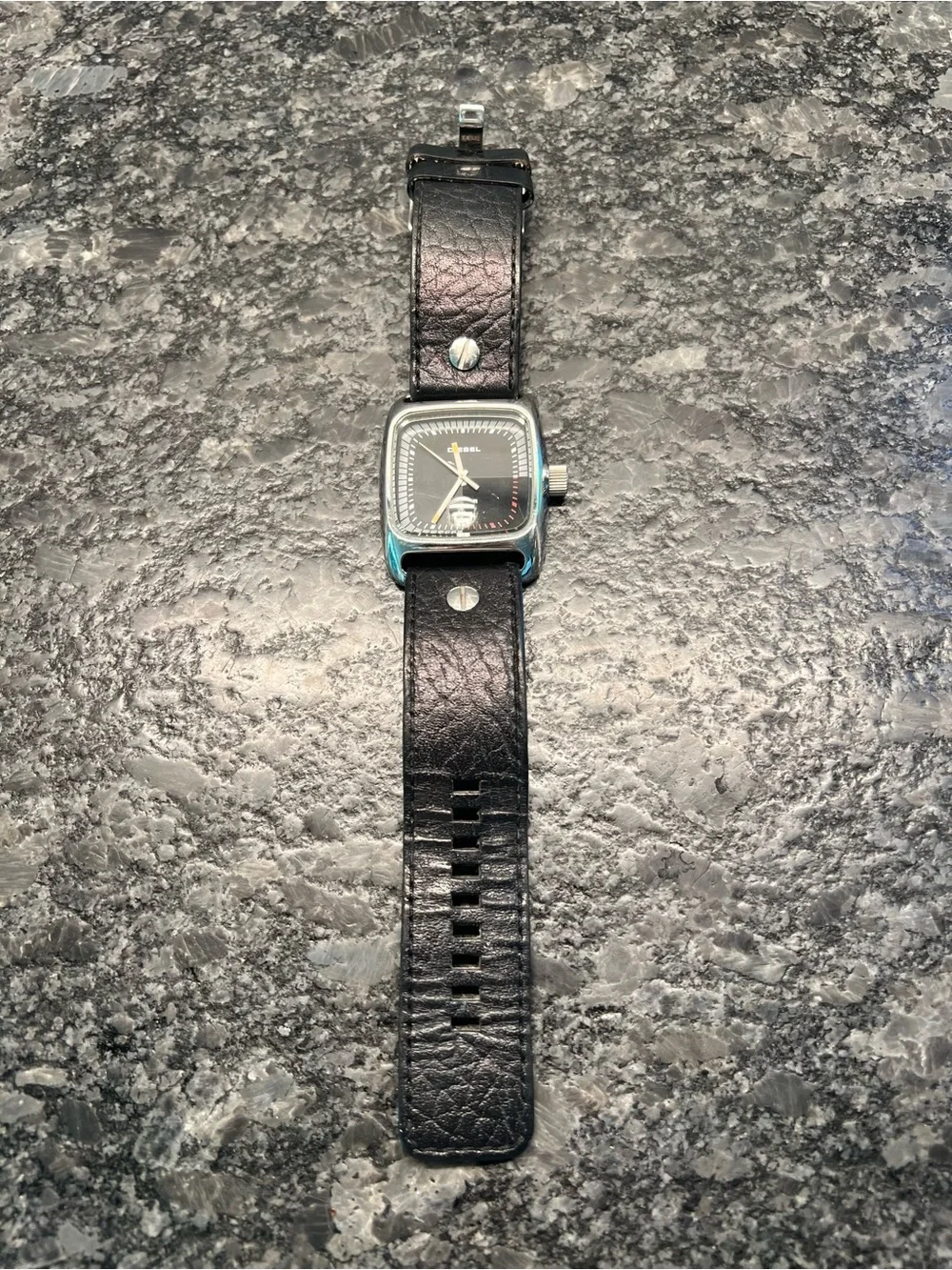 Diesel Black and Silver Square Men's Watch with Date Window